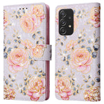 Til Samsung Galaxy A52 4G / 5G / A52s 5G etui Blomster PU læder telefoncover med RFID-blokering