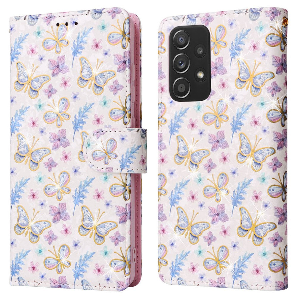 Til Samsung Galaxy A52 4G / 5G / A52s 5G etui Blomster PU læder telefoncover med RFID-blokering