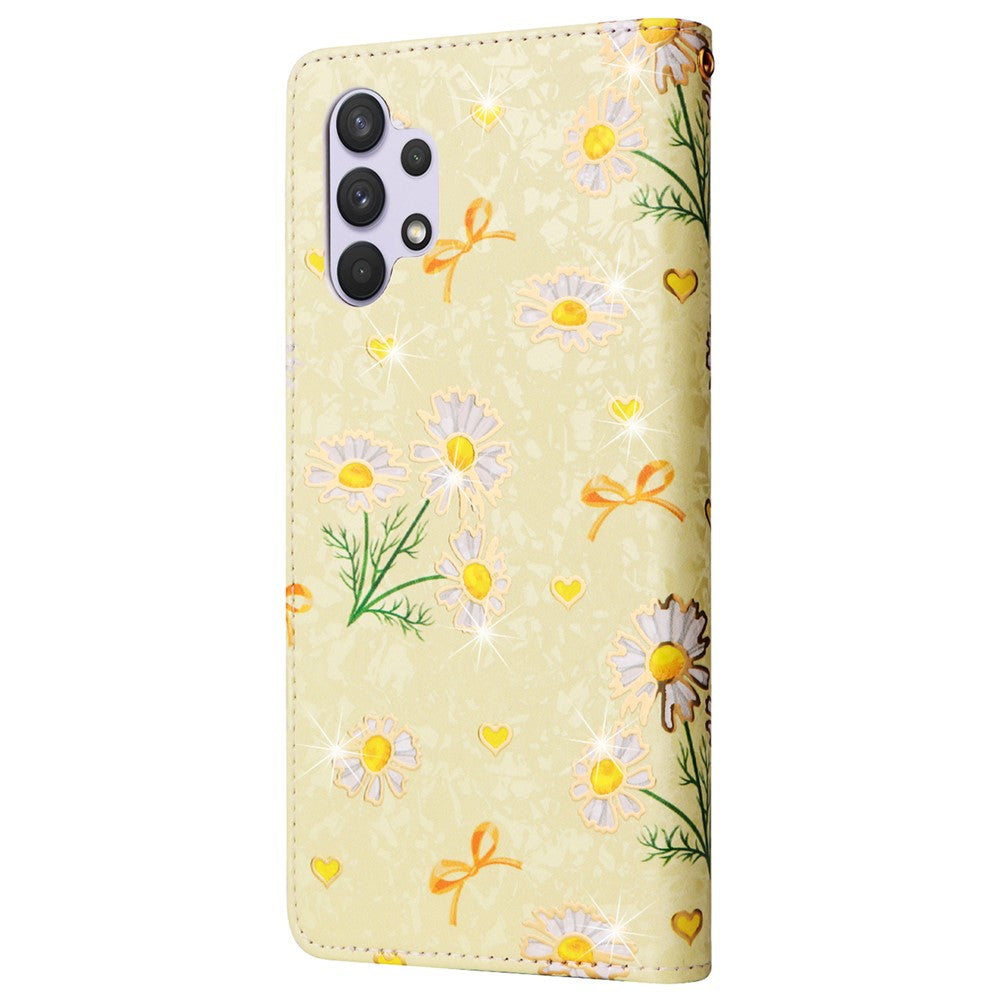 For Samsung Galaxy A32 4G (EU Version) Case Floral Design RFID Blocking Leather Phone Cover