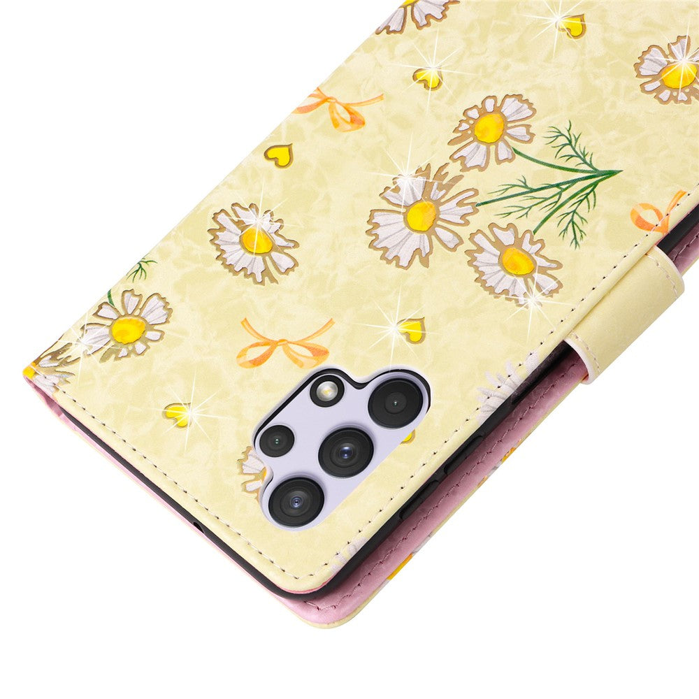 For Samsung Galaxy A32 4G (EU Version) Case Floral Design RFID Blocking Leather Phone Cover