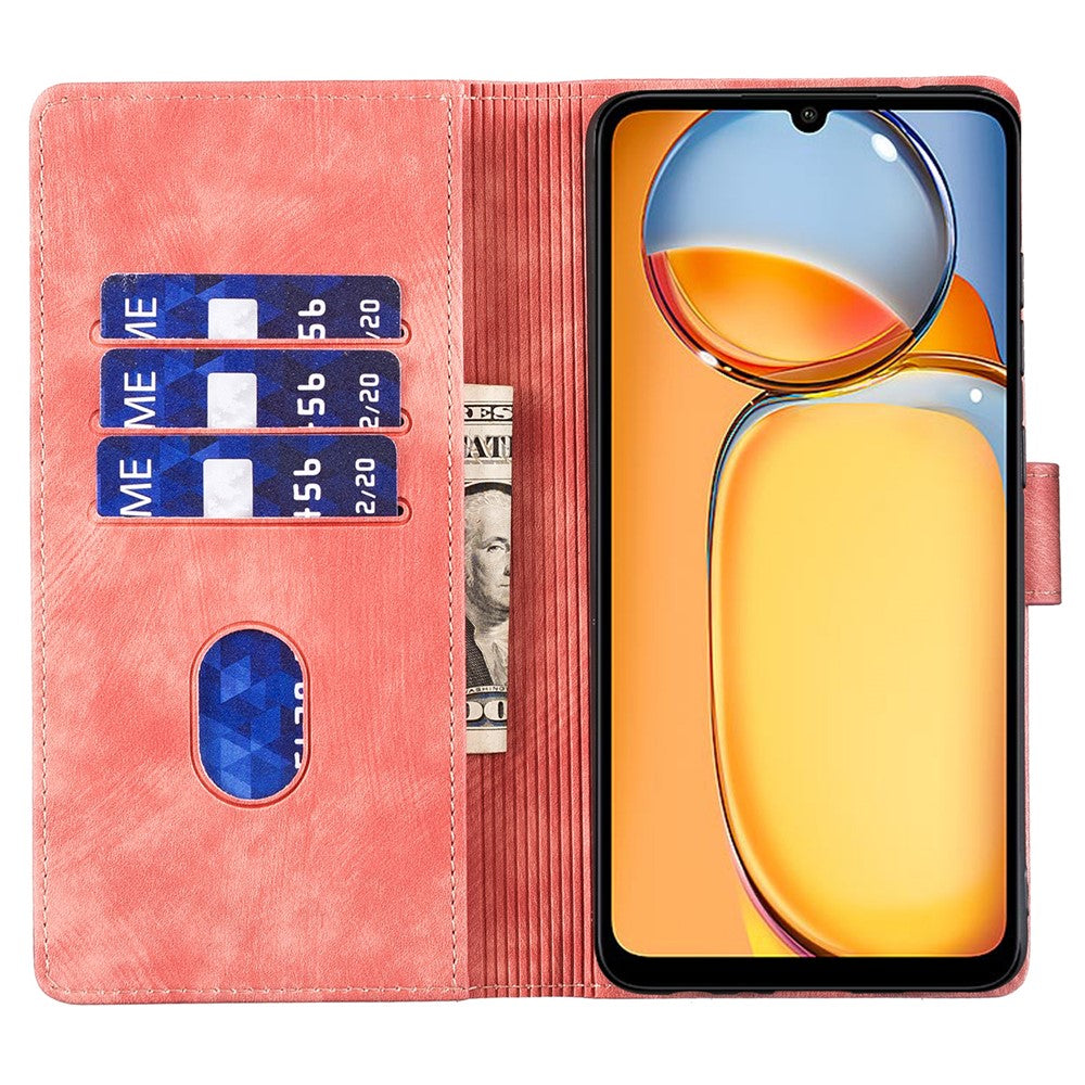 Xiaomi Redmi 13C 4G / 5G / 13R 5G / Poco M6 5G / Poco C65 4G-etui med sødt katteprint, PU-læder og pungfunktion