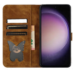 For Samsung Galaxy S23 Case Butterfly Cat Imprinting Leather Folio Phone Cover