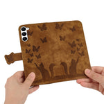 For Samsung Galaxy S23 Case Butterfly Cat Imprinting Leather Folio Phone Cover