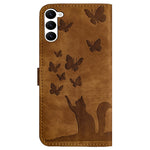 For Samsung Galaxy S23 Case Butterfly Cat Imprinting Leather Folio Phone Cover