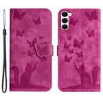 For Samsung Galaxy S23 Case Butterfly Cat Imprinting Leather Folio Phone Cover
