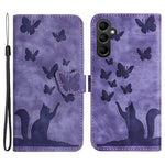 For Samsung Galaxy A34 5G Leather Case Butterfly Cat Pattern Phone Wallet Cover