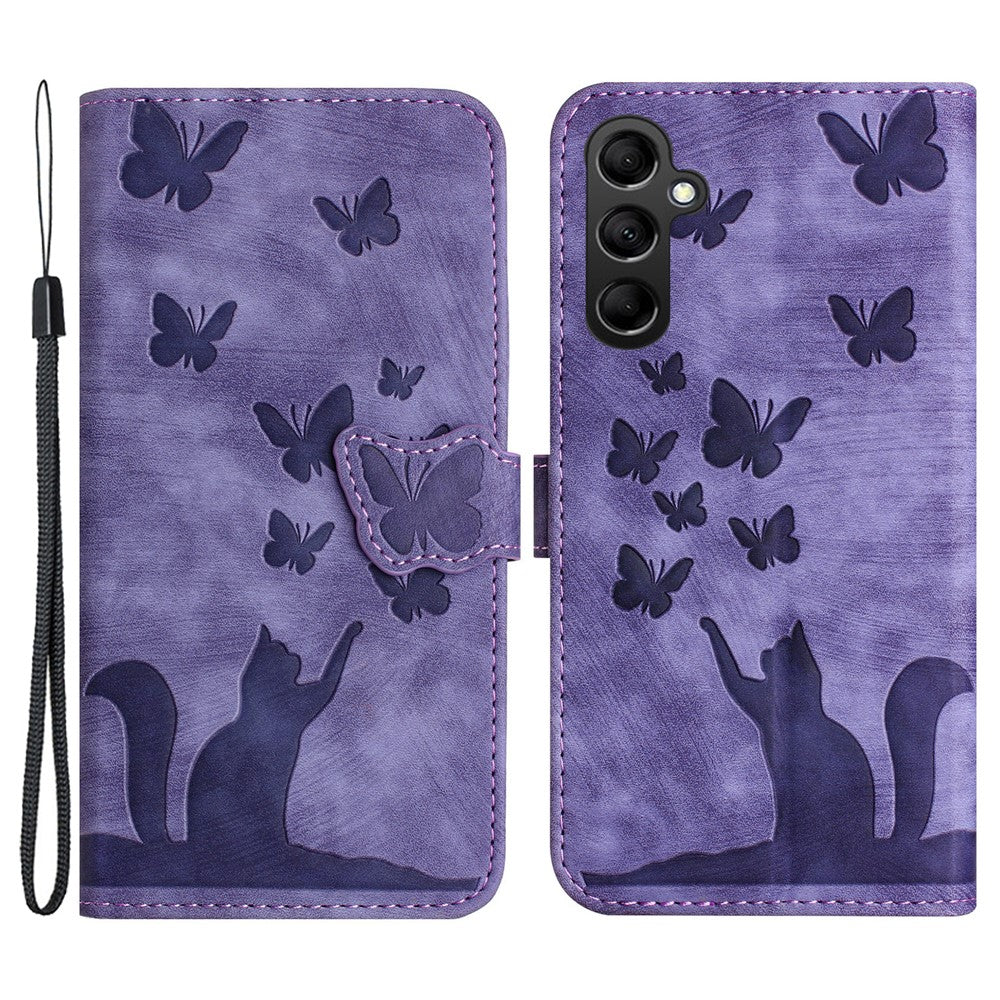 For Samsung Galaxy A34 5G Leather Case Butterfly Cat Pattern Phone Wallet Cover
