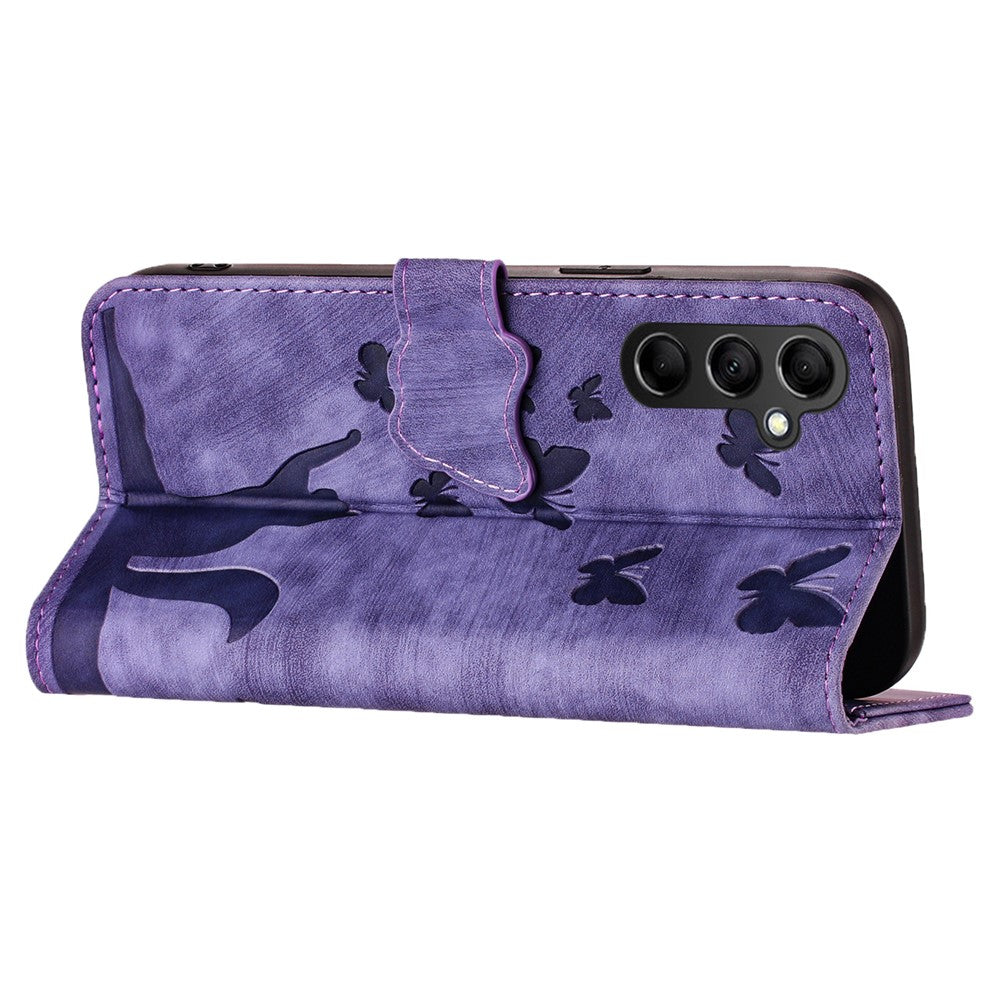 For Samsung Galaxy A34 5G Leather Case Butterfly Cat Pattern Phone Wallet Cover