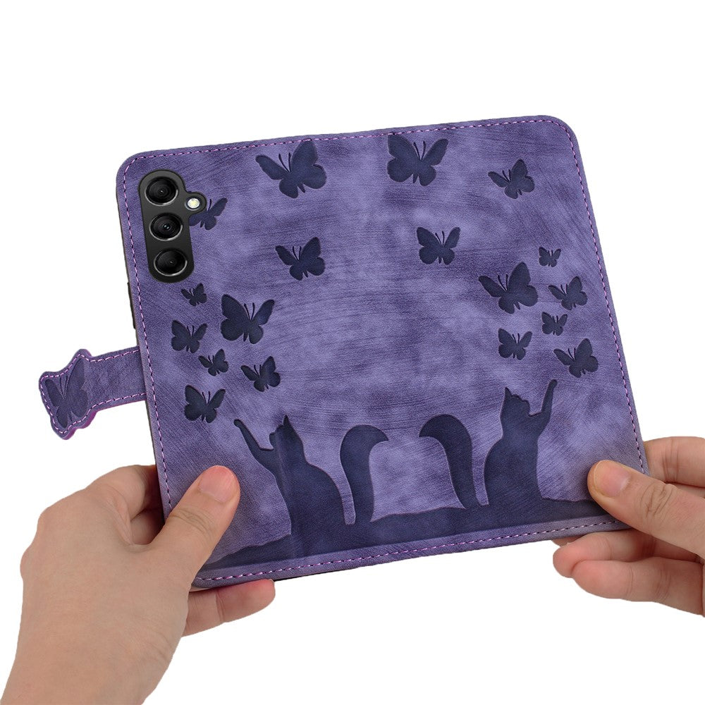 For Samsung Galaxy A34 5G Leather Case Butterfly Cat Pattern Phone Wallet Cover
