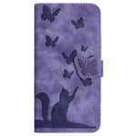 For Samsung Galaxy A34 5G Leather Case Butterfly Cat Pattern Phone Wallet Cover