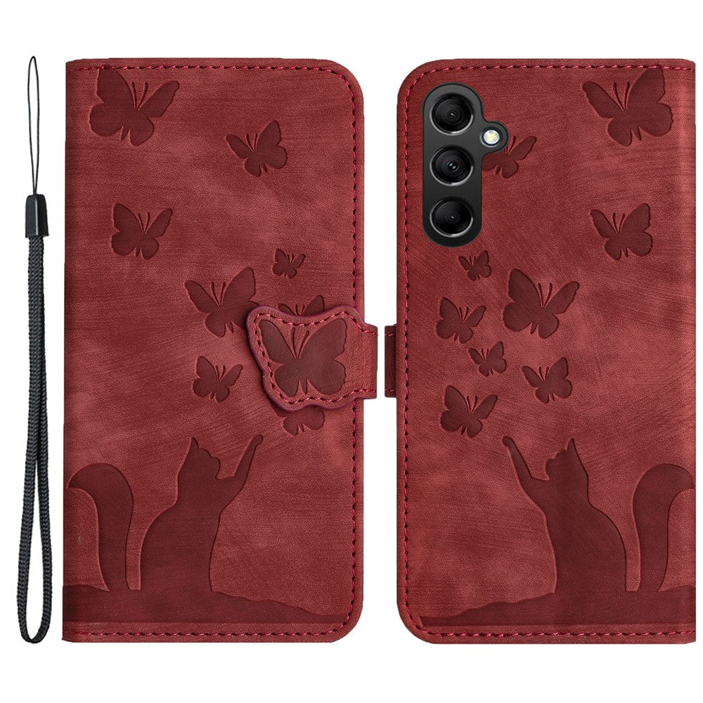 For Samsung Galaxy A34 5G Leather Case Butterfly Cat Pattern Phone Wallet Cover