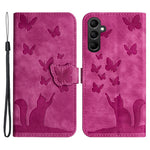 For Samsung Galaxy A34 5G Leather Case Butterfly Cat Pattern Phone Wallet Cover