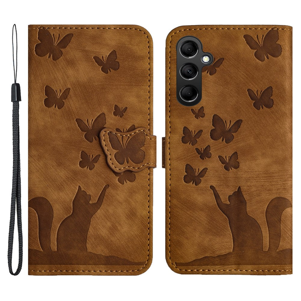 For Samsung Galaxy A34 5G Leather Case Butterfly Cat Pattern Phone Wallet Cover