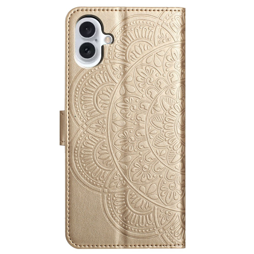 For iPhone 16 Case Mandala Flower PU Leather Flip Wallet Phone Cover