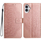 For iPhone 16 Case Mandala Flower PU Leather Flip Wallet Phone Cover