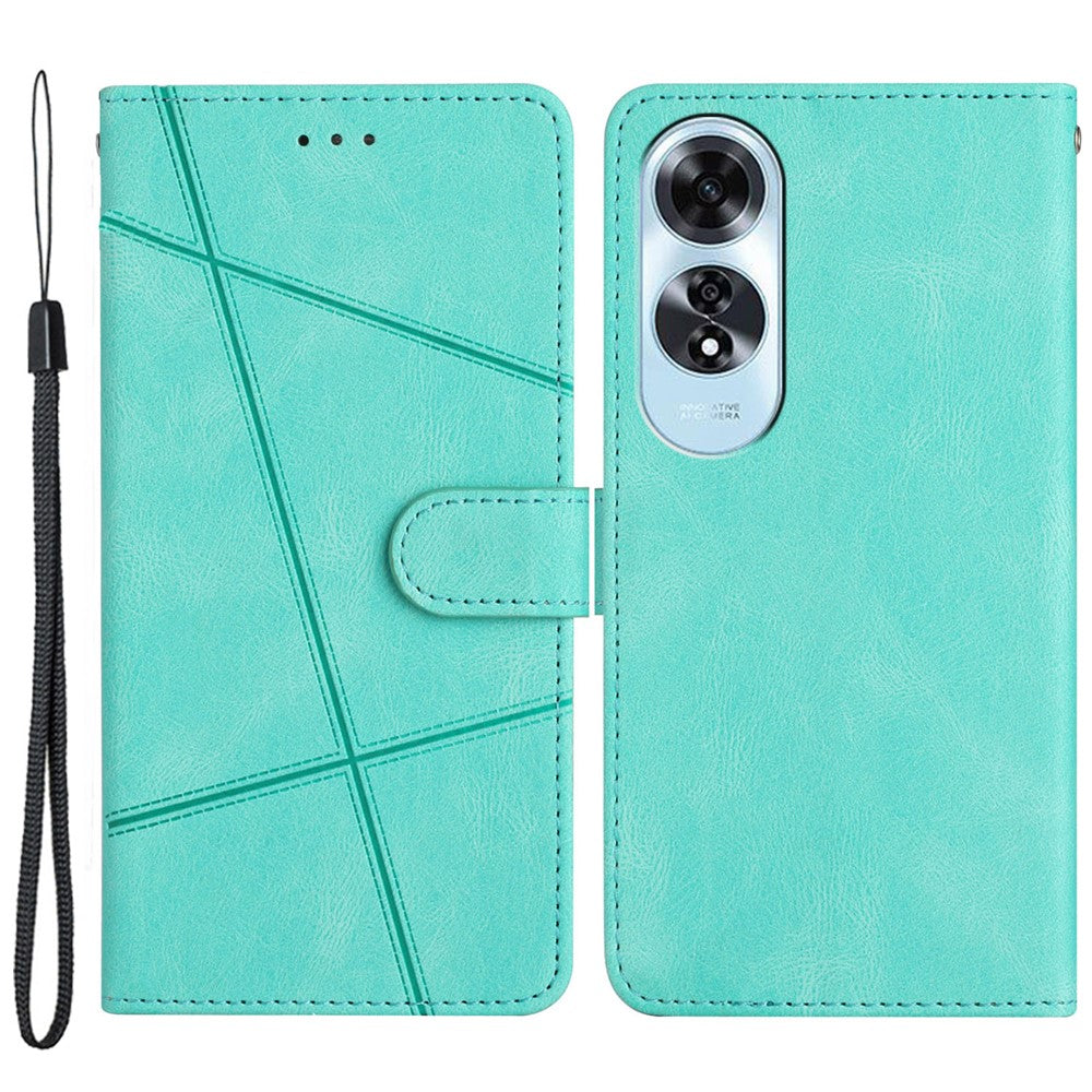 For Oppo A60 4G Case Line Pattern Flip Leather Phone Cover with Card Slots