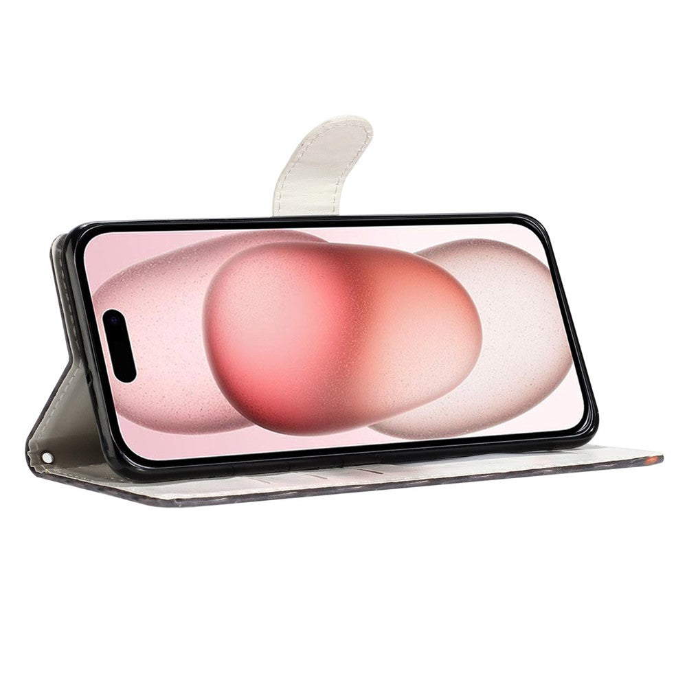 For iPhone 16 Case PU Leather 3D Pattern Printing Phone Wallet Cover