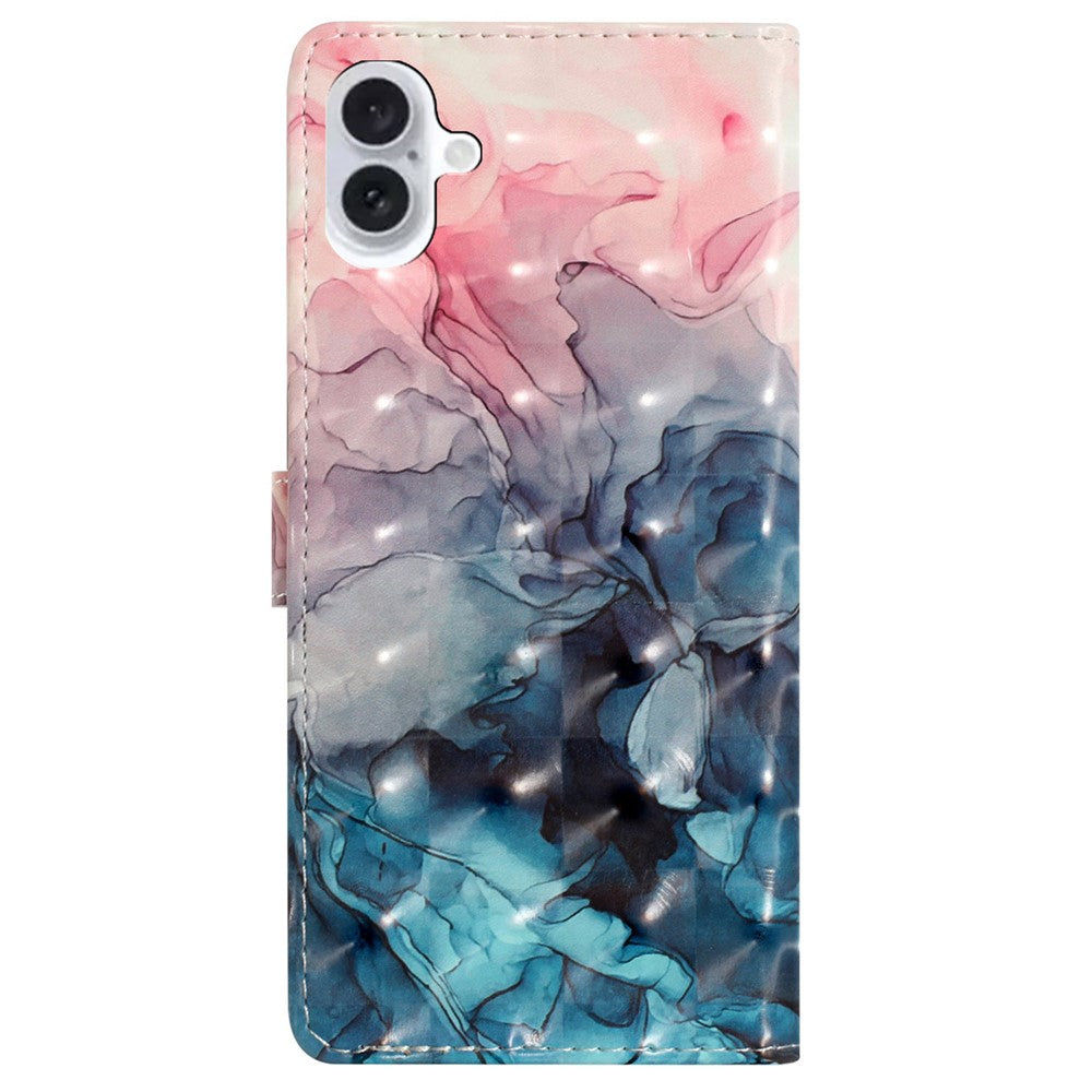 For iPhone 16 Case PU Leather 3D Pattern Printing Phone Wallet Cover