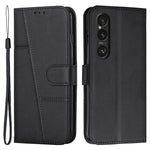 Sony Xperia 1 VI Fodral Läder med Ställ/Korthållare - Svart