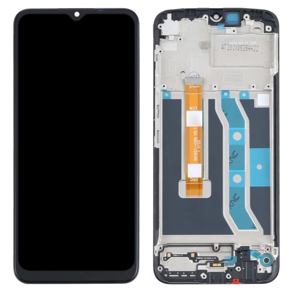 Til Realme C21Y Grade S OEM LCD Skærm og Digitizer Samling + Ramme Erstatningsdel (uden logo)