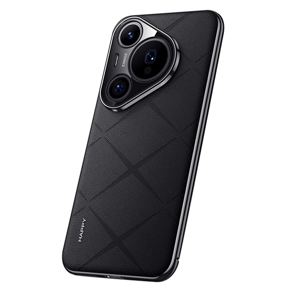 For Huawei Pura 70 Pro / 70 Pro+ Case PU Leather Covered PC Cell Phone Cases - Black