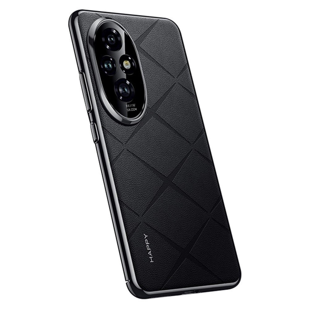 For Honor 200 5G Case PU Leather Coated PC Phone Cover Lens Protection
