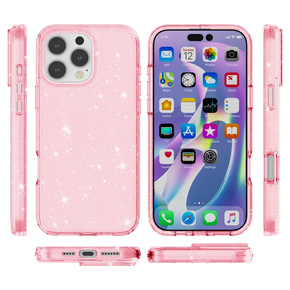 Til iPhone 16 Pro Max cover Anti-ridse PC+TPU Funklende Glitter Telefoncover