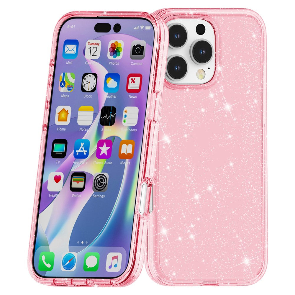 iPhone 16 Pro-skal Hårt PC Mjukt TPU Glitter mobilskal - Lila