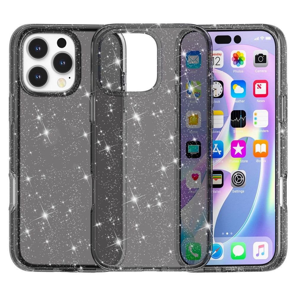 iPhone 16 Pro-skal Hårt PC Mjukt TPU Glitter mobilskal - Lila