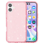 For iPhone 16 Case Sparkly Glitter TPU Frame PC Back Hybrid Phone Cover