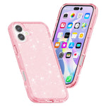 For iPhone 16 Case Sparkly Glitter TPU Frame PC Back Hybrid Phone Cover