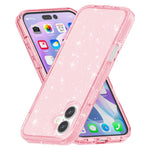 For iPhone 16 Case Sparkly Glitter TPU Frame PC Back Hybrid Phone Cover