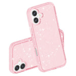 For iPhone 16 Case Sparkly Glitter TPU Frame PC Back Hybrid Phone Cover