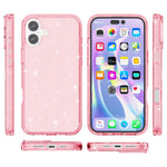 For iPhone 16 Case Sparkly Glitter TPU Frame PC Back Hybrid Phone Cover