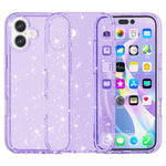 For iPhone 16 Case Sparkly Glitter TPU Frame PC Back Hybrid Phone Cover