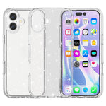 For iPhone 16 Case Sparkly Glitter TPU Frame PC Back Hybrid Phone Cover