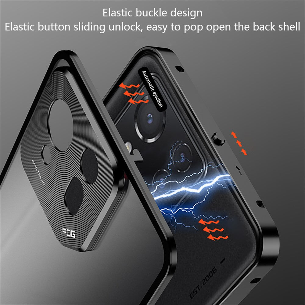 For Asus ROG Phone 8 5G / 8 Pro 5G Case Snap Lock Metal Frame PC Back Matte Phone Cover