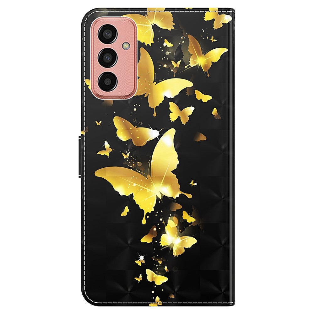 For Samsung Galaxy M13 4G PU Leather Flip Wallet Phone Case Stand Feature 3D Pattern Printing Magnetic Protection Phone Cover with Strap