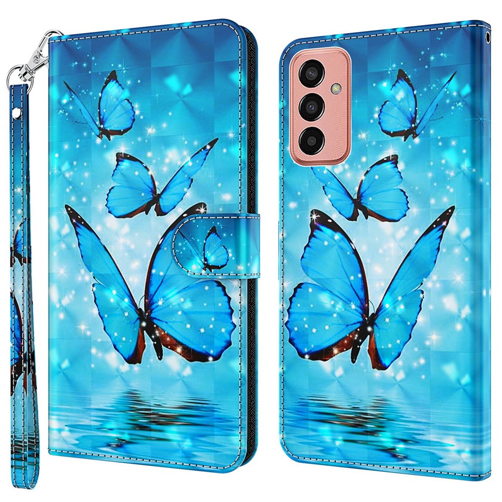 For Samsung Galaxy M13 4G PU Leather Flip Wallet Phone Case Stand Feature 3D Pattern Printing Magnetic Protection Phone Cover with Strap