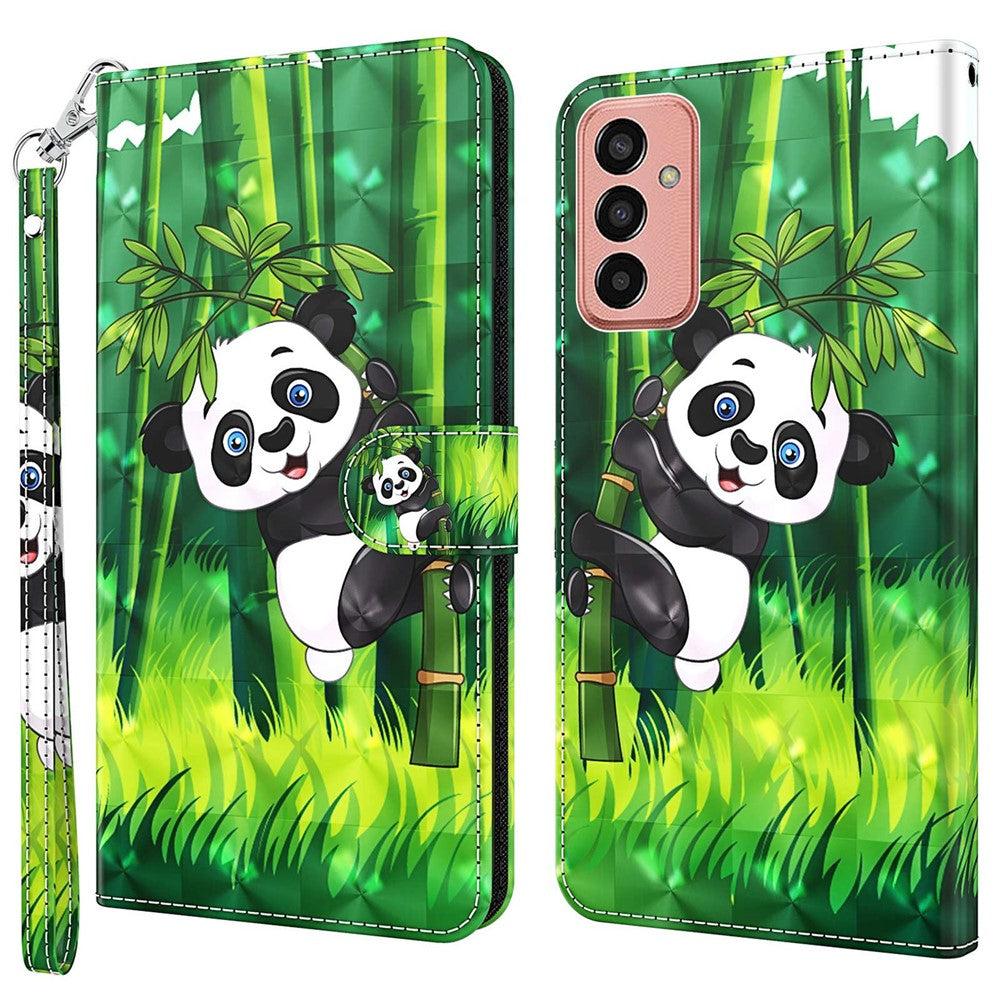 For Samsung Galaxy M13 4G PU Leather Flip Wallet Phone Case Stand Feature 3D Pattern Printing Magnetic Protection Phone Cover with Strap