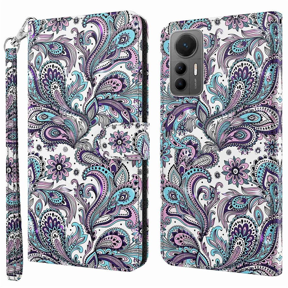 For Xiaomi 12 Lite 5G PU Leather Flip Phone Case Wallet Design 3D Pattern Printing Stand Magnetic Protective Cover with Strap
