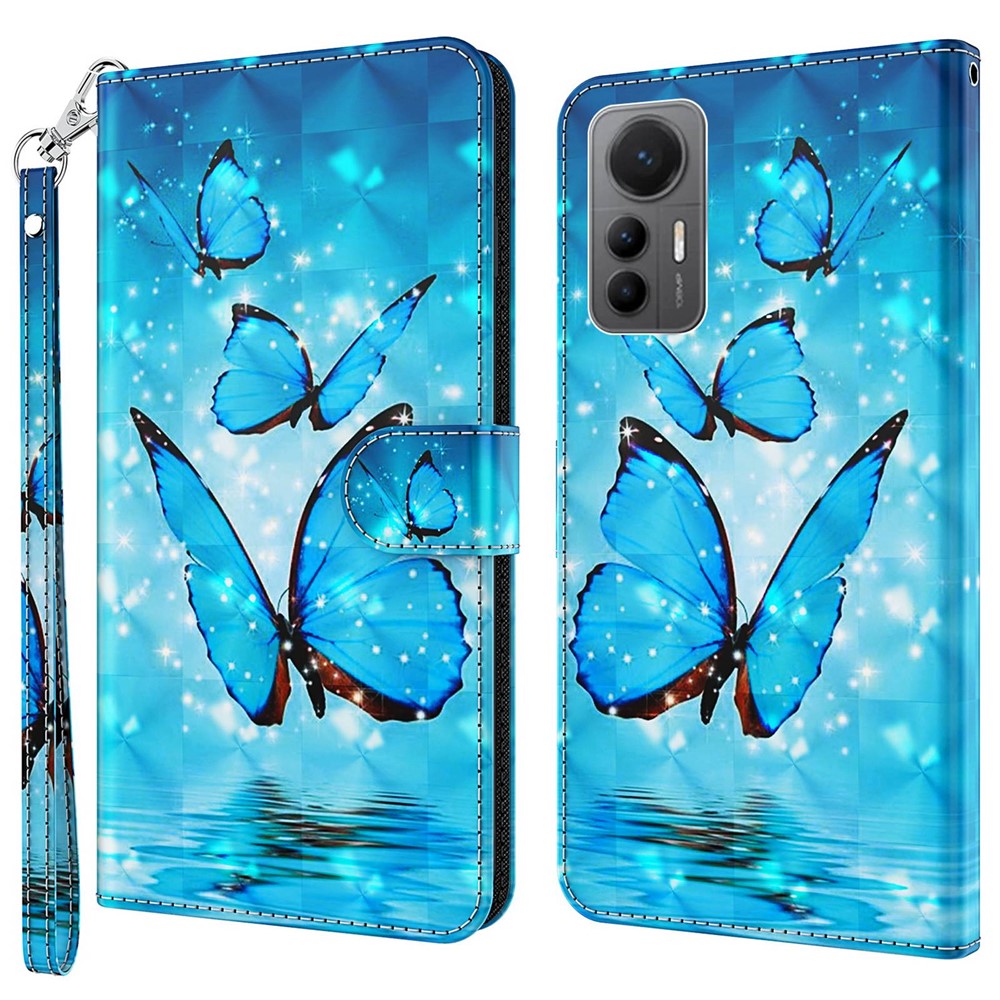 For Xiaomi 12 Lite 5G PU Leather Flip Phone Case Wallet Design 3D Pattern Printing Stand Magnetic Protective Cover with Strap
