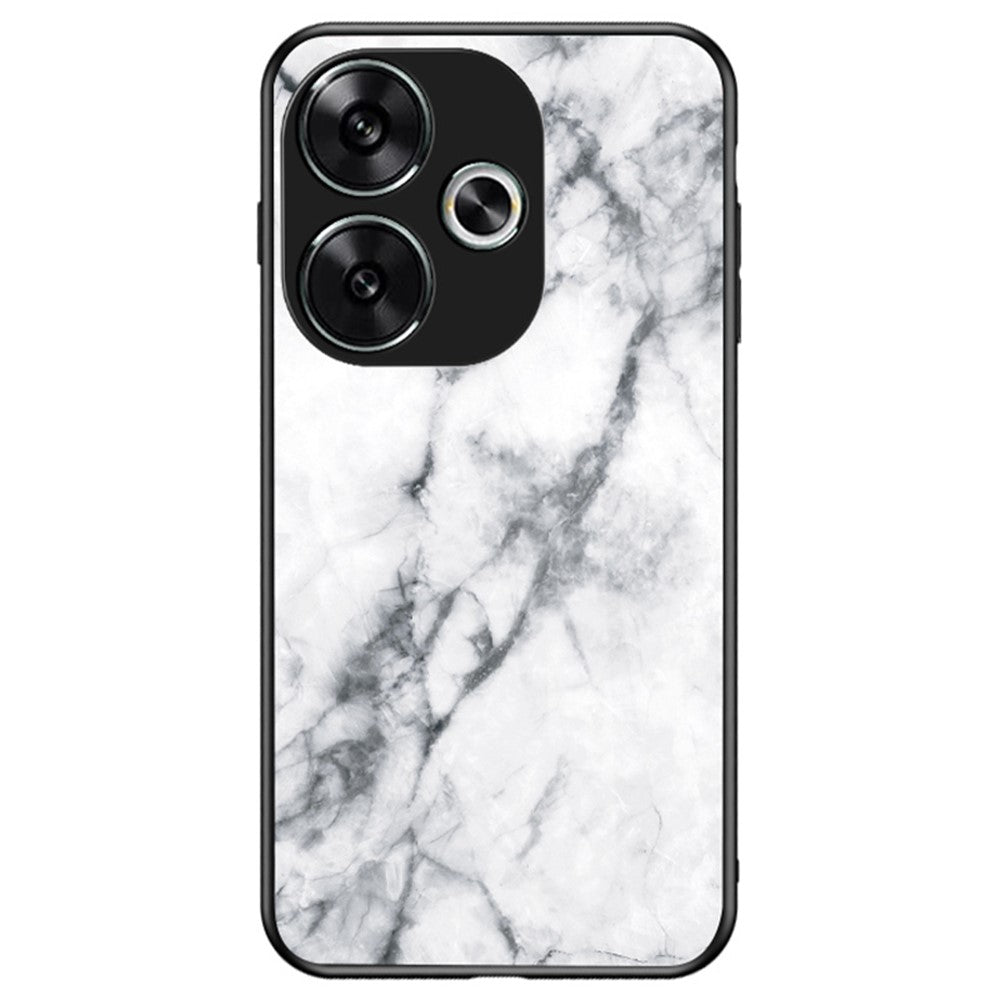 For Xiaomi Redmi Turbo 3 5G Tempered Glass Case Marble Pattern Protective Phone Cover