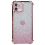 For iPhone 11 Drop Protection Cell Phone Case Heart Pattern TPU Glittery Powder Phone Cover