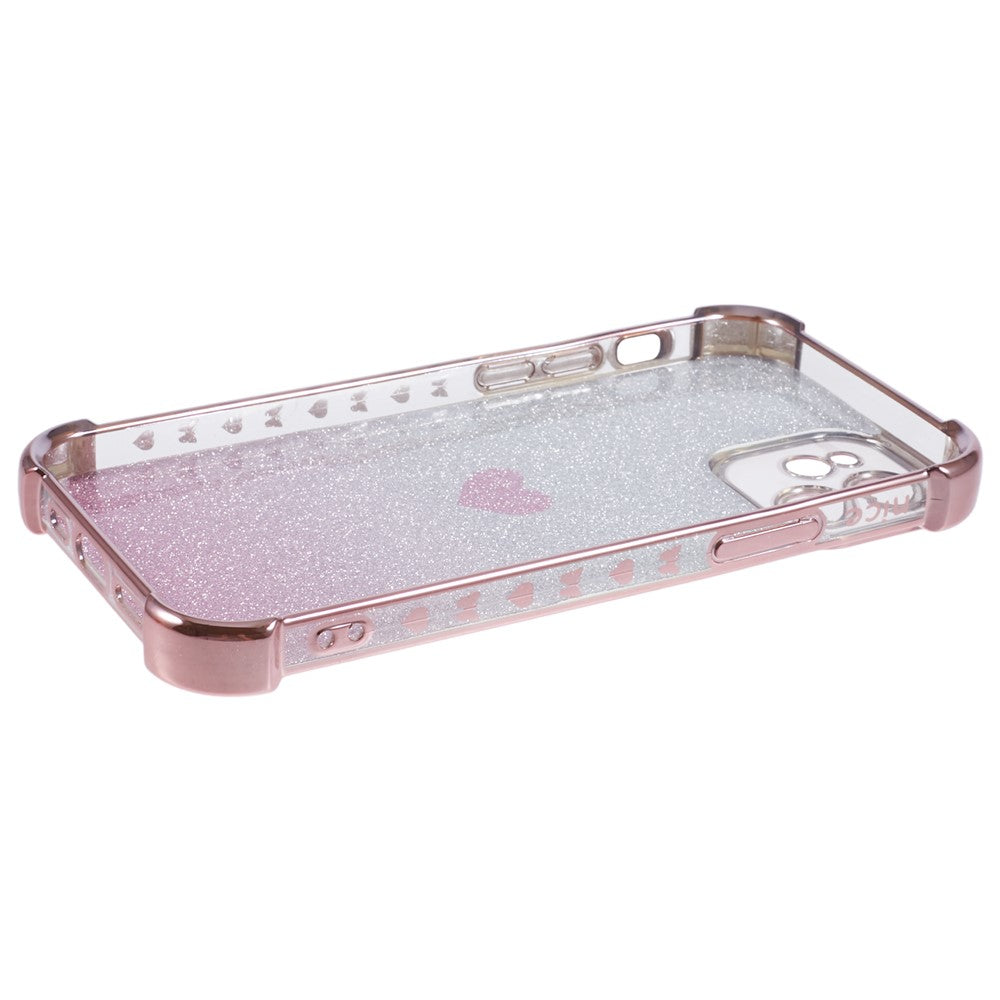 For iPhone 11 Drop Protection Cell Phone Case Heart Pattern TPU Glittery Powder Phone Cover