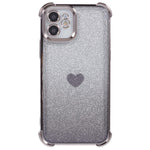 For iPhone 11 Drop Protection Cell Phone Case Heart Pattern TPU Glittery Powder Phone Cover