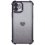 For iPhone 11 Drop Protection Cell Phone Case Heart Pattern TPU Glittery Powder Phone Cover