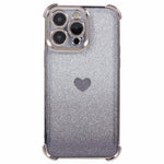 For iPhone 12 Pro Max Slim-Fit Mobile Phone Case Heart Pattern TPU Shell Glittery Powder Phone Cover
