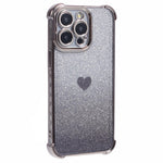 For iPhone 12 Pro Max Slim-Fit Mobile Phone Case Heart Pattern TPU Shell Glittery Powder Phone Cover