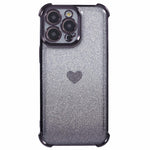 For iPhone 12 Pro Max Slim-Fit Mobile Phone Case Heart Pattern TPU Shell Glittery Powder Phone Cover